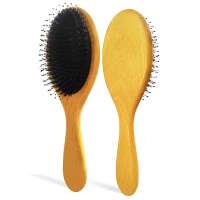 Natural Wood Detangling Large Oval Paddle Brush Boar Bristle Hair Brush